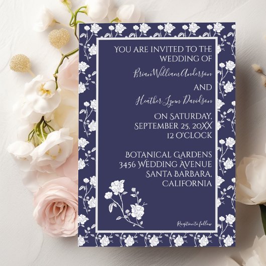 Faire-part de mariage Rose de la Marine