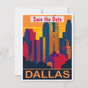 Faire-part de mariage rose de la skyline de Dallas