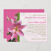 Faire-part de mariage rose de lis d'astronome (Devant / Derrière)