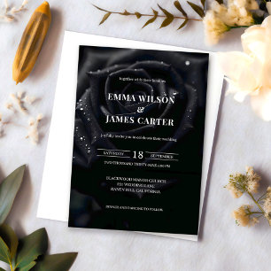 Faire-part de mariage Rose de minuit Floral Noir e