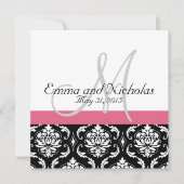 Faire-part de mariage rose de monogramme de (Devant)