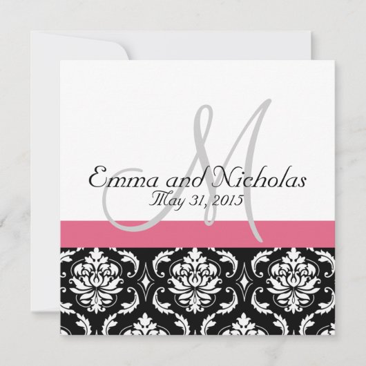 Faire-part de mariage rose de monogramme de (Devant)