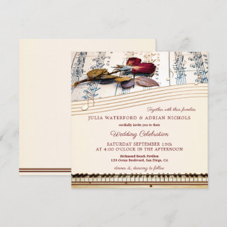 Faire-part de mariage Rose de musique classique