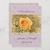 Faire-part de mariage rose de pêche et de lavande (Devant / Derrière)