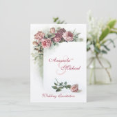 Faire-part de mariage rose de roses (Debout devant)