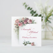 Faire-part de mariage rose de roses (Debout devant)