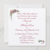 Faire-part de mariage rose de roses (Dos)