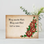 Faire-part de mariage rose de tatouage (Debout devant)