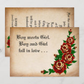 Faire-part de mariage rose de tatouage (Devant / Derrière)