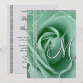 Faire-part de mariage Rose & Dentelle Vert Menthe (Devant / Derrière)