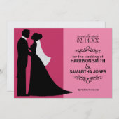 Faire-part de mariage rose double à conserver (Devant / Derrière)