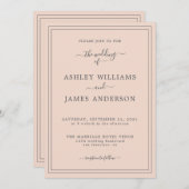 Faire-part de mariage rose doux à script chic (Devant / Derrière)