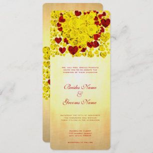 Faire-part de mariage Rose du coeur jaune et rouge