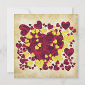 Faire-part de mariage Rose du coeur jaune et rouge (Dos)