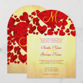 Faire-part de mariage Rose du coeur jaune et rouge (Devant / Derrière)