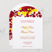 Faire-part de mariage Rose du coeur jaune et rouge (Devant / Derrière)