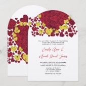Faire-part de mariage Rose du coeur jaune et rouge (Devant / Derrière)