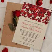 Faire-part de mariage Rose du Coeur Noir et Rouge