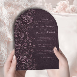 Faire-part de mariage Rose en relief faux Dark Plu
