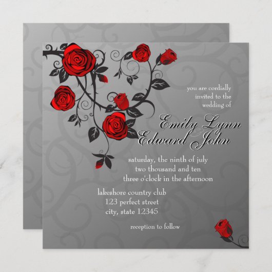 Faire-part de mariage Rose enchantés (Devant / Derrière)