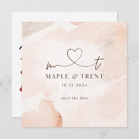 Faire-part de mariage rose Enregistrer la date (Devant / Derrière)