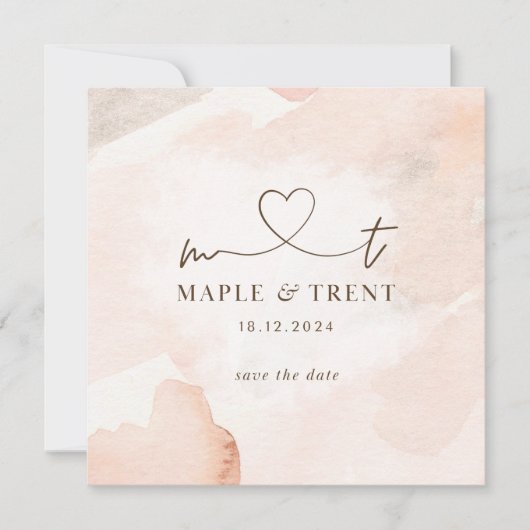 Faire-part de mariage rose, Enregistrez la date (Devant)