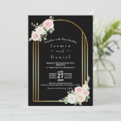 Faire-part de mariage Rose Et Blanc De Fleurs Dusk (Debout devant)