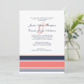 Faire-part de mariage rose et bleu moderne (Debout devant)