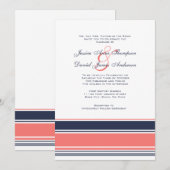 Faire-part de mariage rose et bleu moderne (Devant / Derrière)