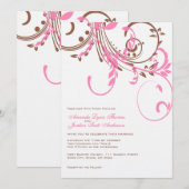 Faire-part de mariage rose et Brown double floral (Devant / Derrière)