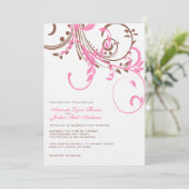 Faire-part de mariage rose et Brown double floral (Debout devant)