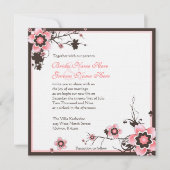 Faire-part de mariage rose et Brown en fleurs de c (Devant)