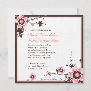 Faire-part de mariage rose et Brown en fleurs de c