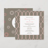 Faire-part de mariage - rose et brun de monogramme (Devant / Derrière)