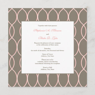 Faire-part de mariage - rose et brun de monogramme