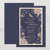 Faire-part de mariage rose et chardon (Devant / Derrière)