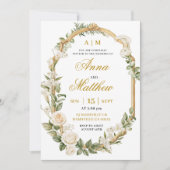 Faire-part de mariage Rose et Lys Blanc (Devant)