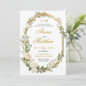 Faire-part de mariage Rose et Lys Blanc (Debout devant)