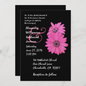 Faire-part de mariage rose et noir (Devant / Derrière)