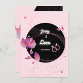 Faire-part de mariage rose et noir (Devant / Derrière)