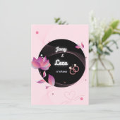 Faire-part de mariage rose et noir (Debout devant)