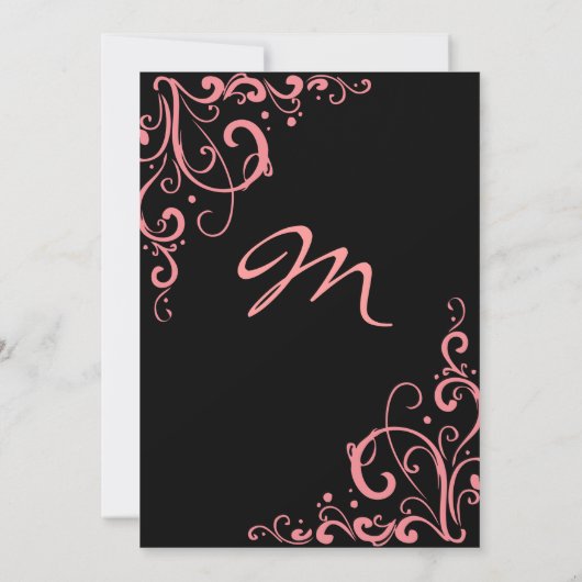 Faire-part de mariage rose et noir (Dos)