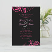 Faire-part de mariage rose et noir chic (Debout devant)