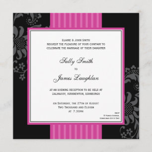 Faire-part de mariage rose et noir couleur cerise