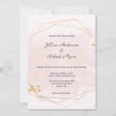 Faire-part de mariage rose et or (Devant)