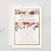 Faire-part de mariage rose et or (Devant)