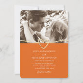 Faire-part de mariage rose et orange avec code QR (Devant)