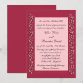 Faire-part de mariage rose et perles (Devant / Derrière)