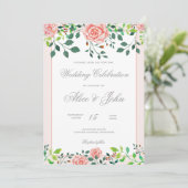 Faire-part de mariage rose et rose blanche (Debout devant)