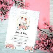 Faire-part de mariage rose et rose rouge